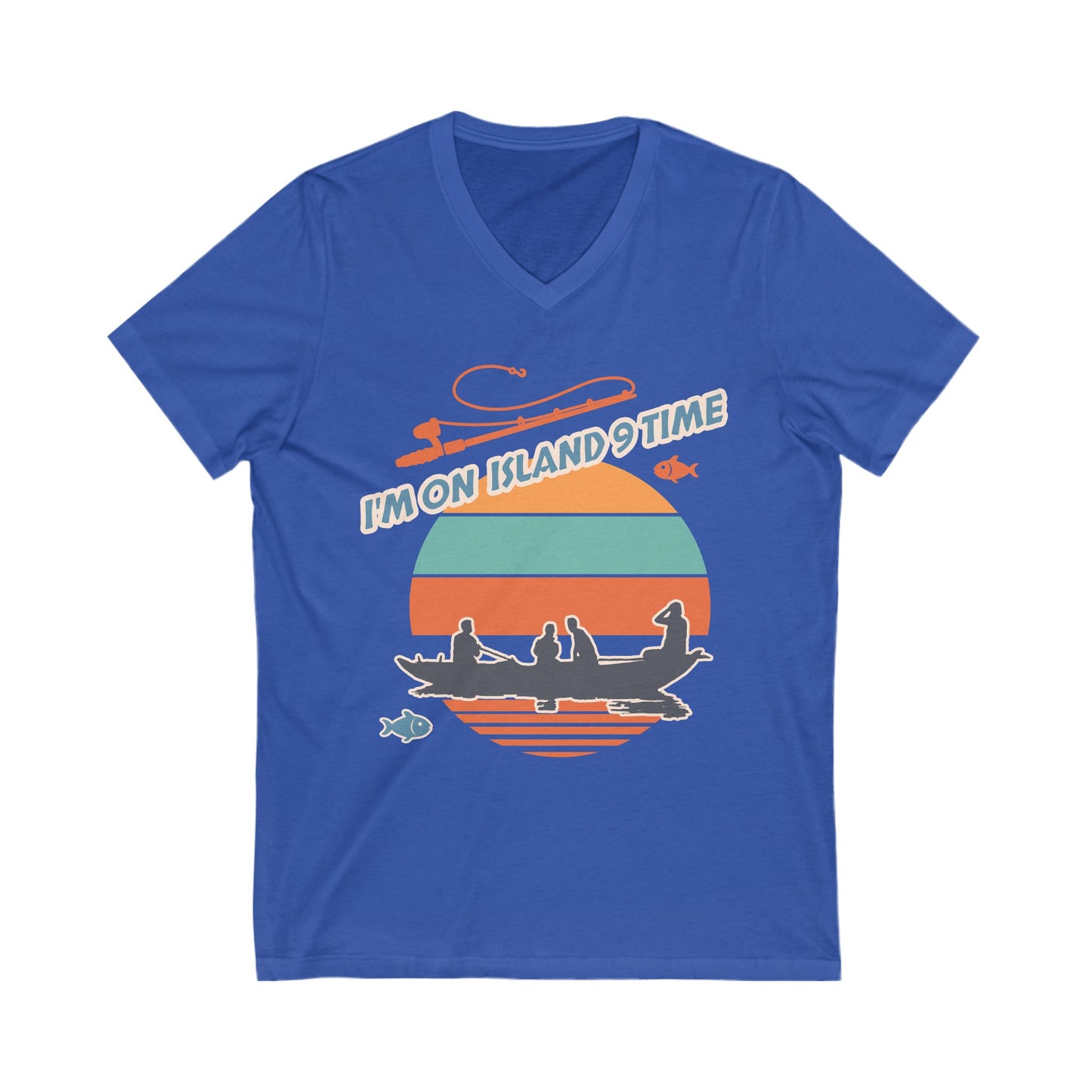 Personalized Adult Vneck- I'm On Island Time Alex Bay, NY.