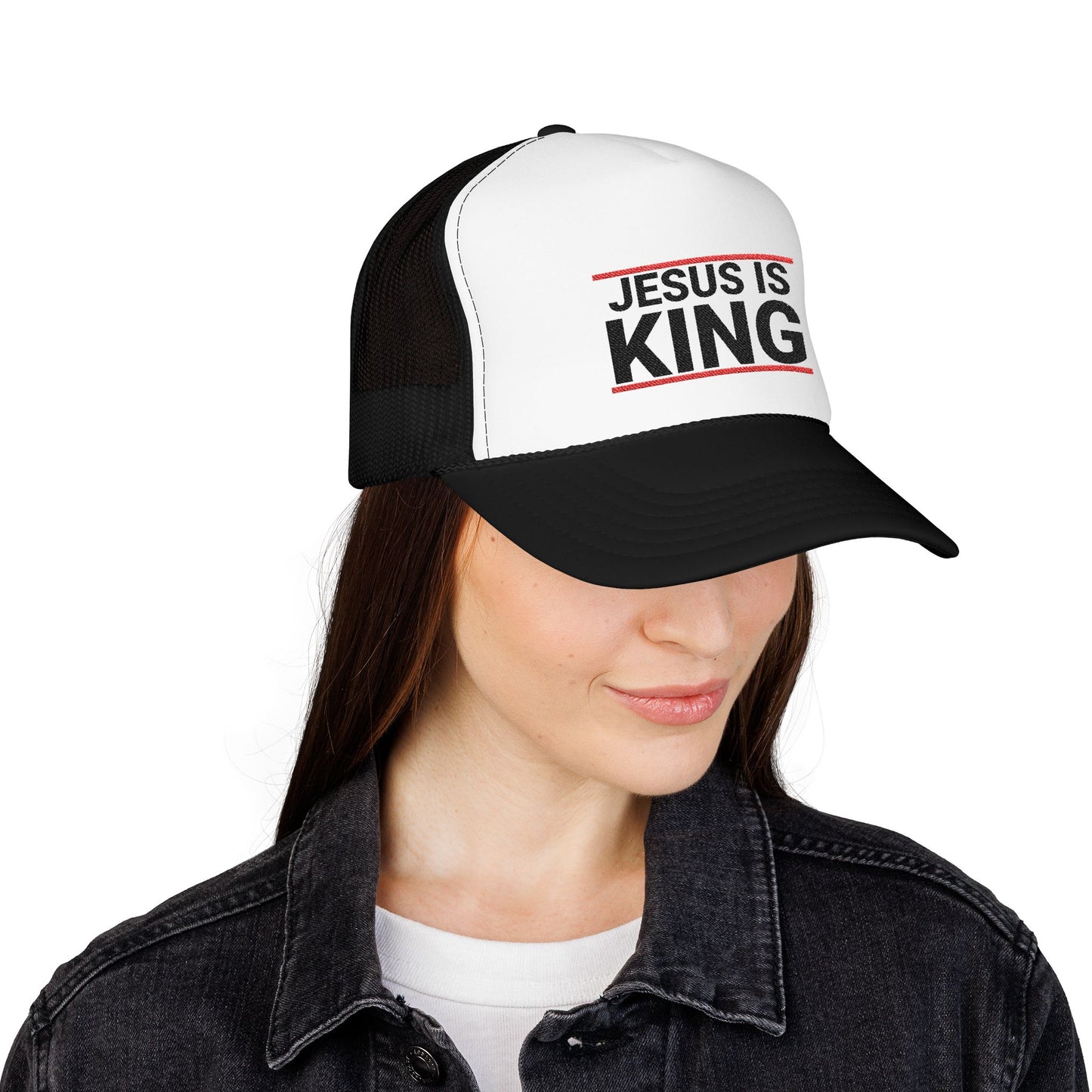 Embroidered 'Jesus is King' Trucker Hat