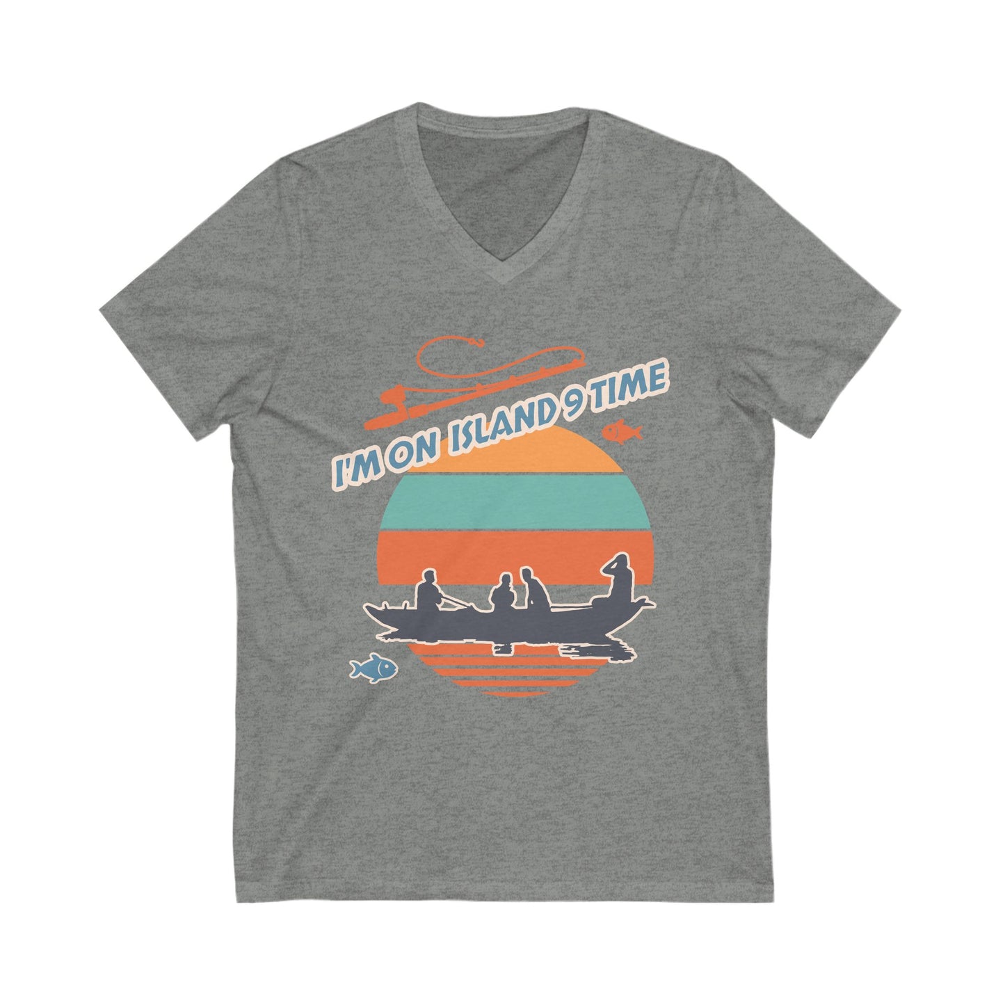 Personalized Adult Vneck- I'm On Island Time Alex Bay, NY.