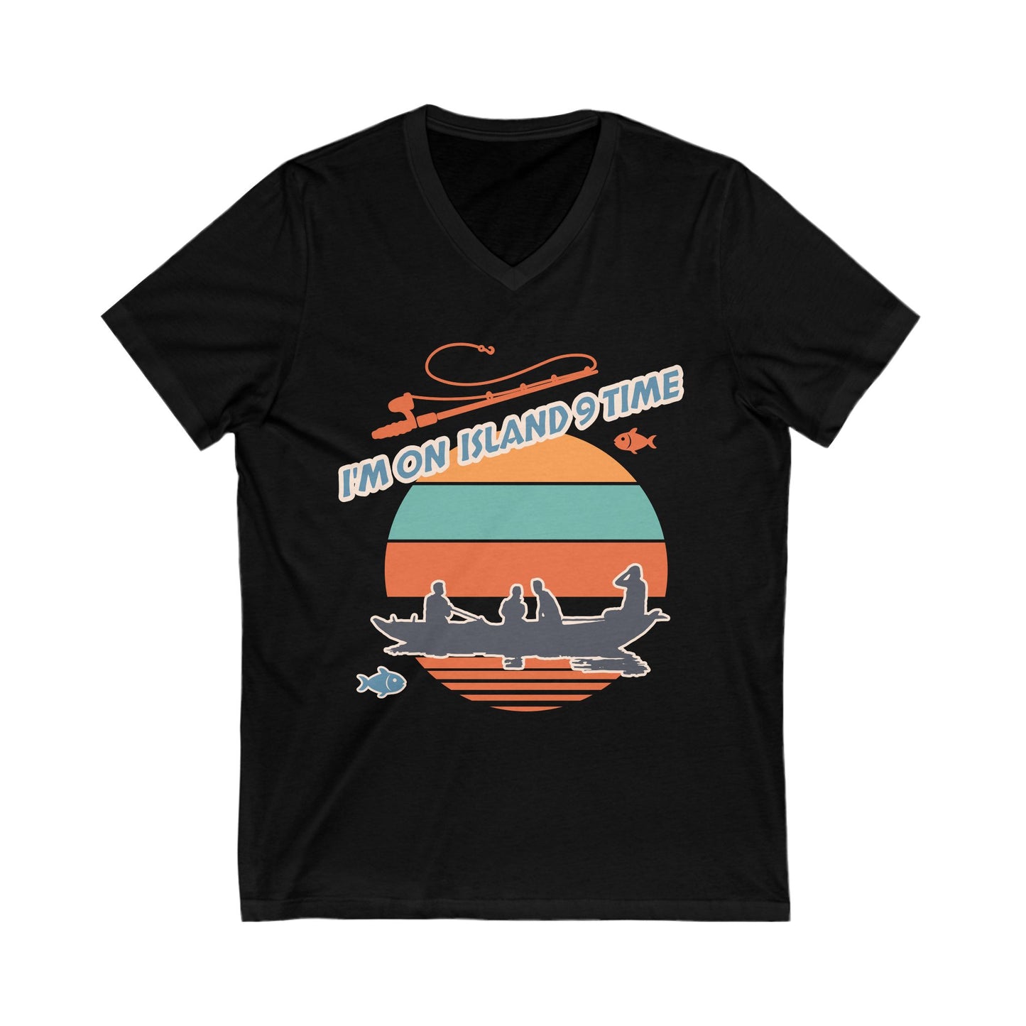 Personalized Adult Vneck- I'm On Island Time Alex Bay, NY.