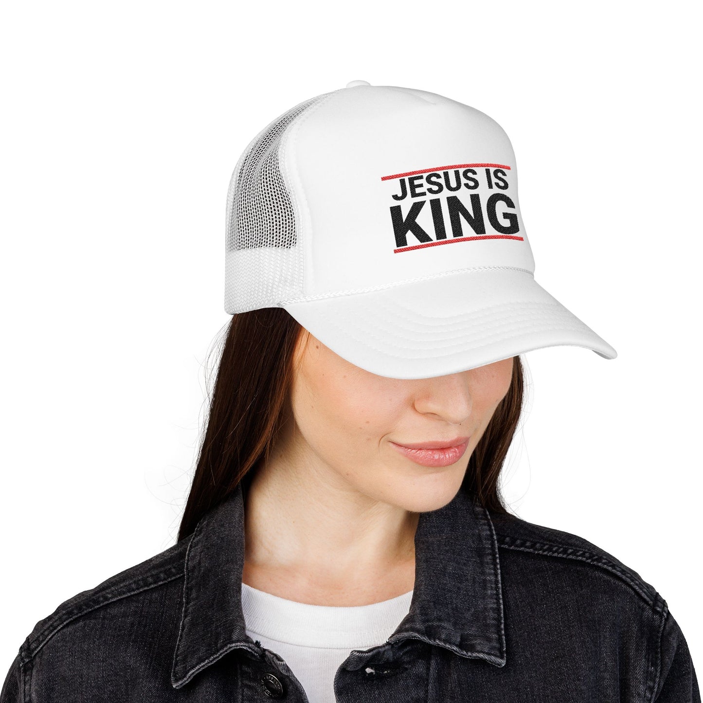 Embroidered 'Jesus is King' Trucker Hat