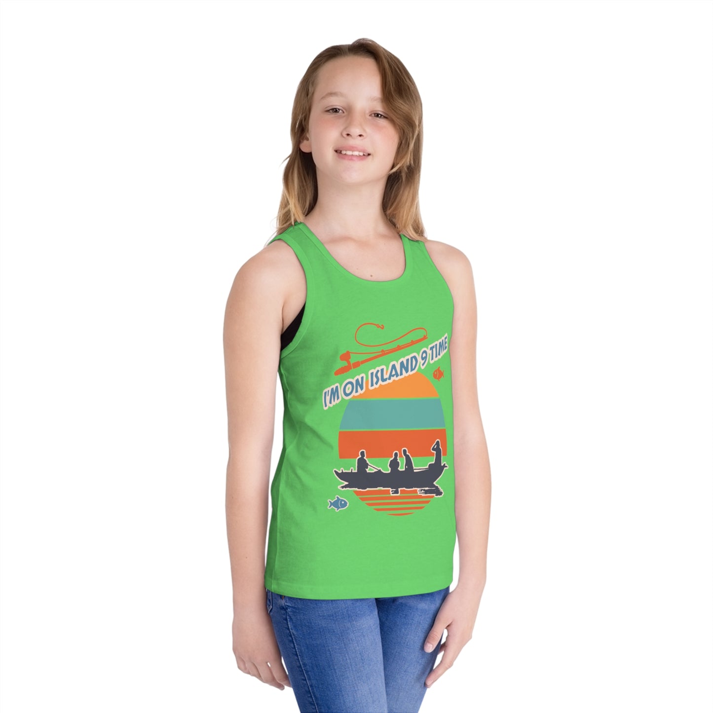 Personalized Kids Tank Top-I'm on Island 9 Time Vibes