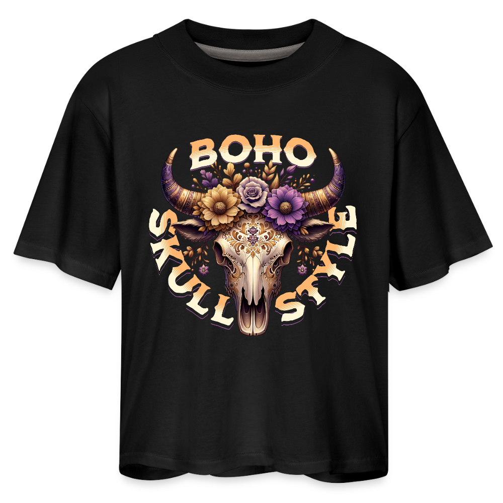 Women's Boho Boxy Tee - black