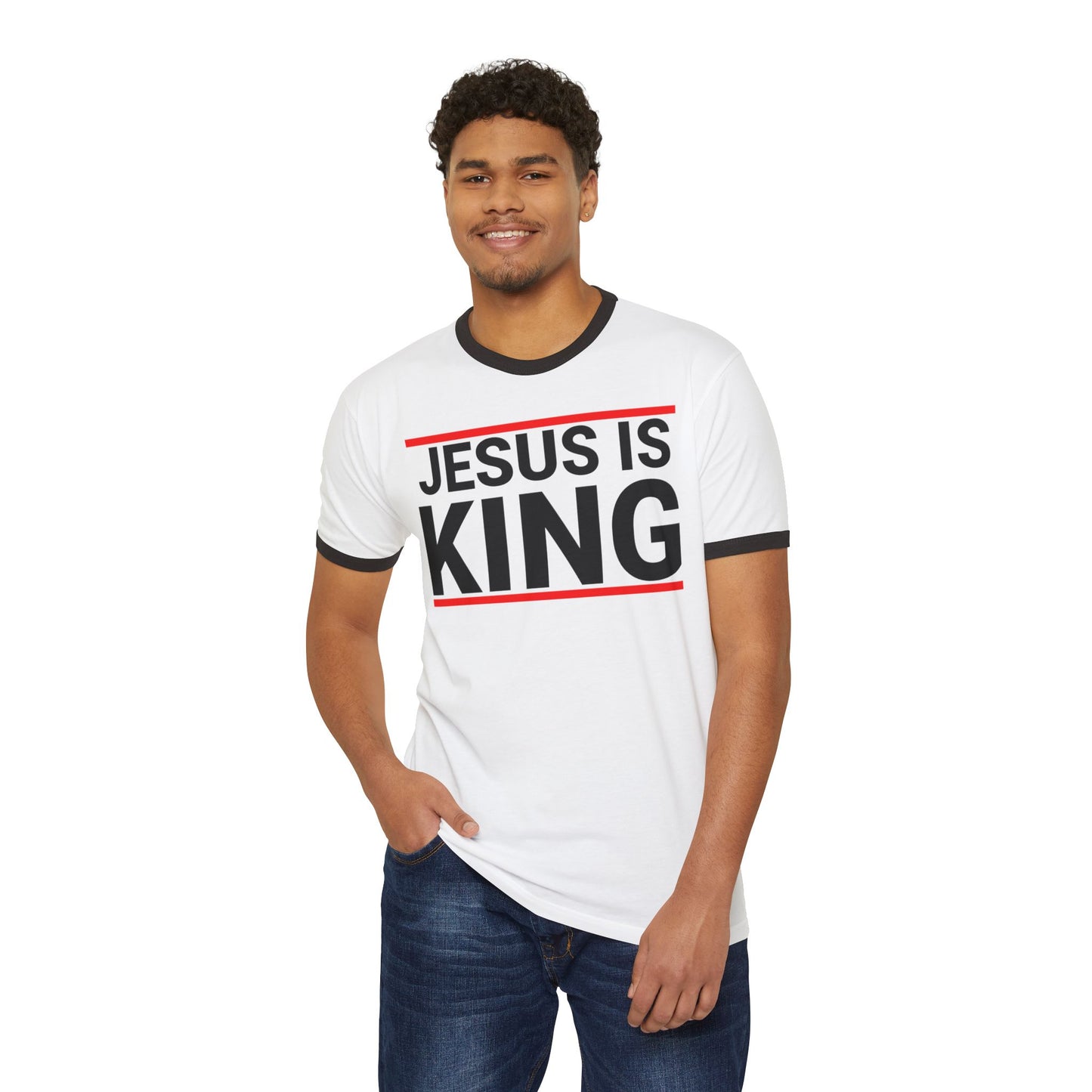 Unisex Cotton Ringer T-Shirt - Jesus is King