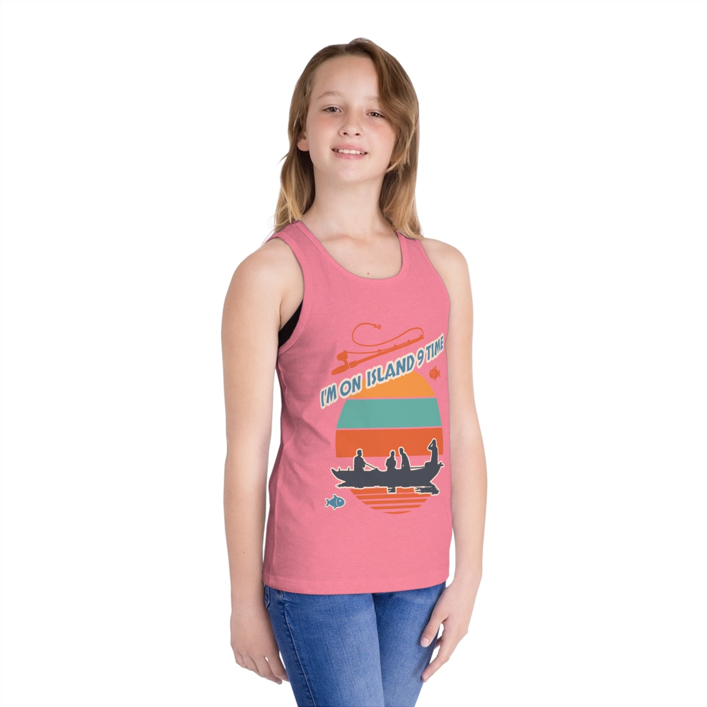 Personalized Kids Tank Top-I'm on Island 9 Time Vibes