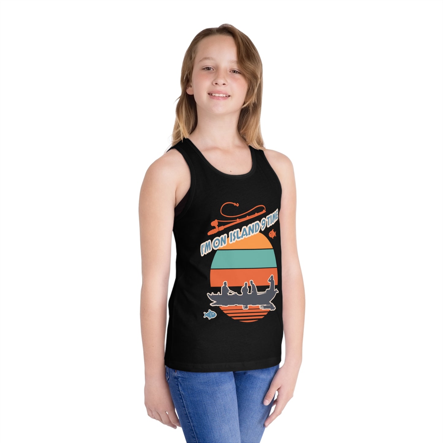 Personalized Kids Tank Top-I'm on Island 9 Time Vibes